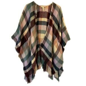 Jessica Simpson | Women's Plaid Fringe Poncho One Size
